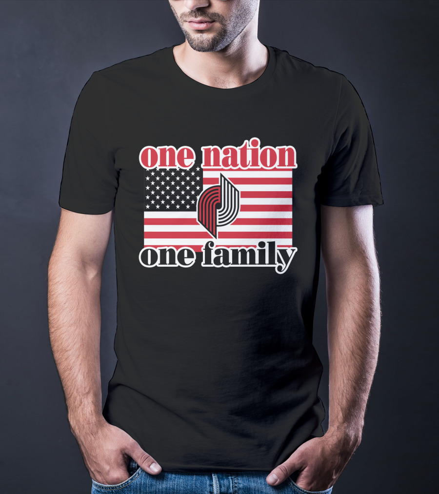 Portland Trail Blazers One Nation One Family American Flag T-Shirt