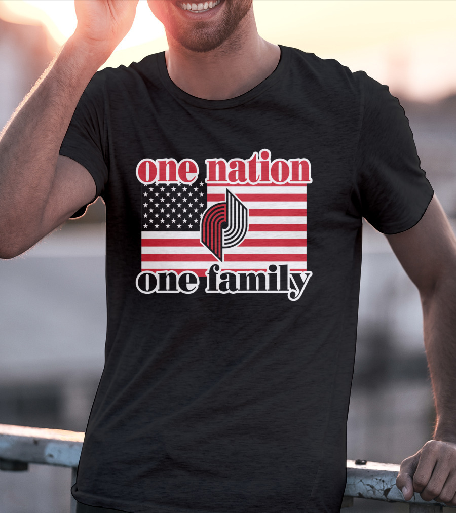 Portland Trail Blazers One Nation One Family American Flag T-Shirt
