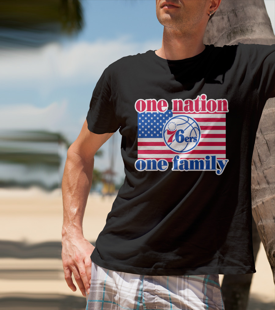 One Nation One Family Philadelphia 76ers 68 American Flag Basketball T-Shirt
