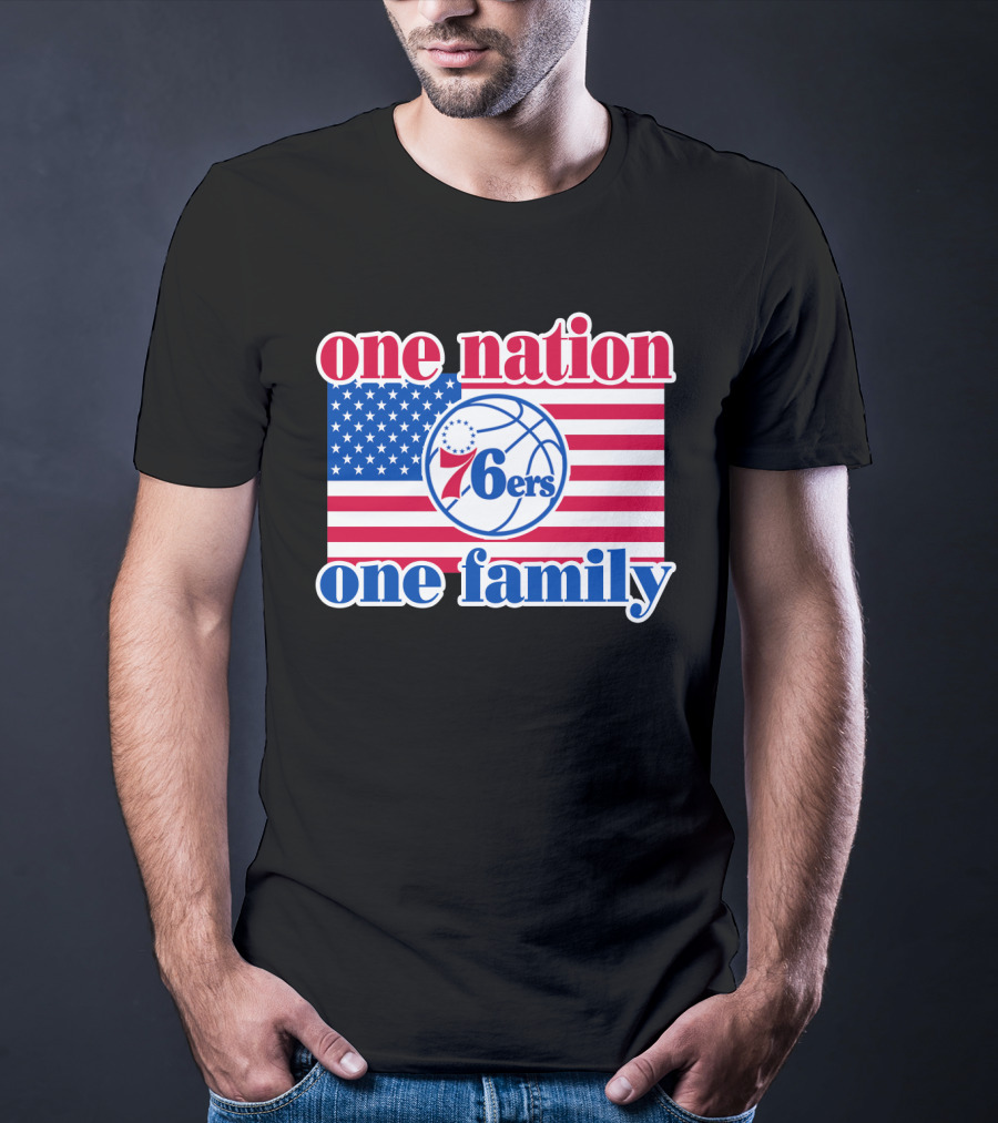 One Nation One Family Philadelphia 76ers 68 American Flag Basketball T-Shirt
