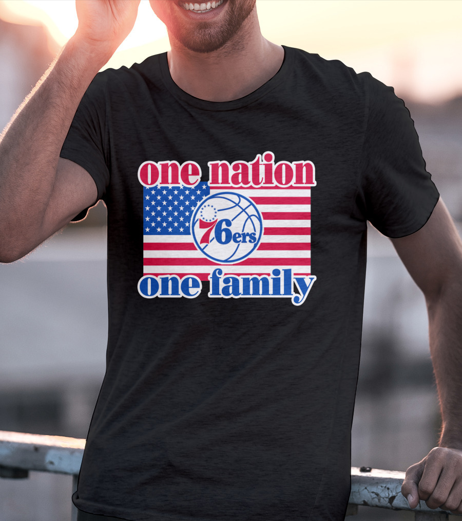 One Nation One Family Philadelphia 76ers 68 American Flag Basketball T-Shirt