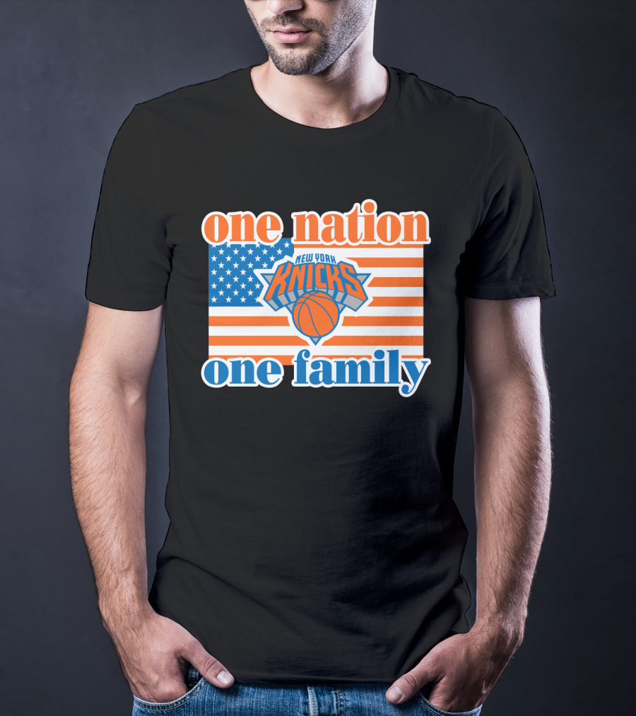 One Nation One Family New York Knicks 71 American Flag Basketball T-Shirt