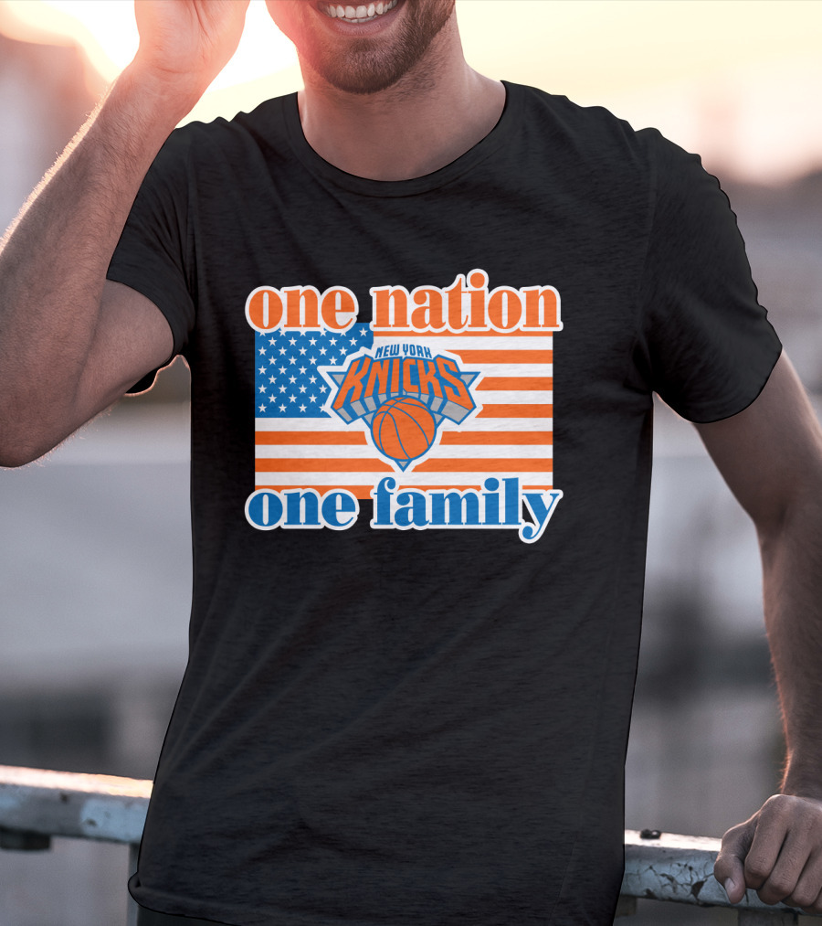 One Nation One Family New York Knicks 71 American Flag Basketball T-Shirt
