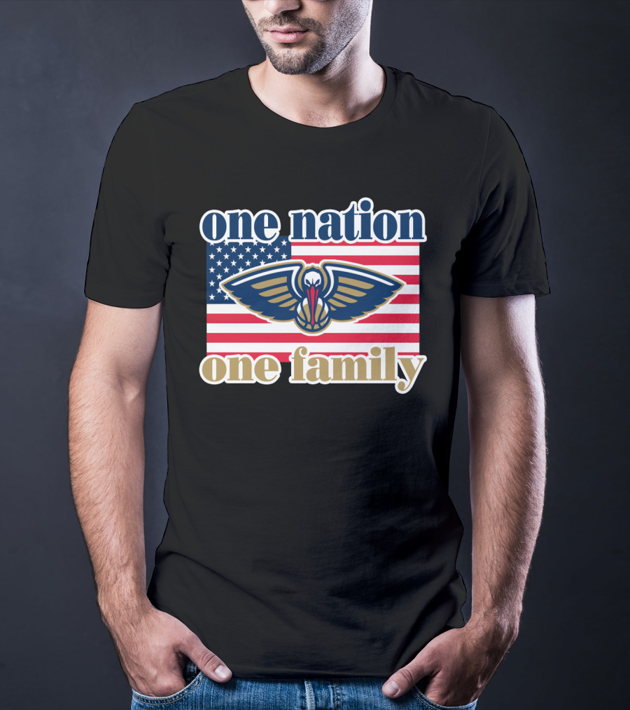 One Nation One Family New Orleans Pelicans American Flag T-Shirt