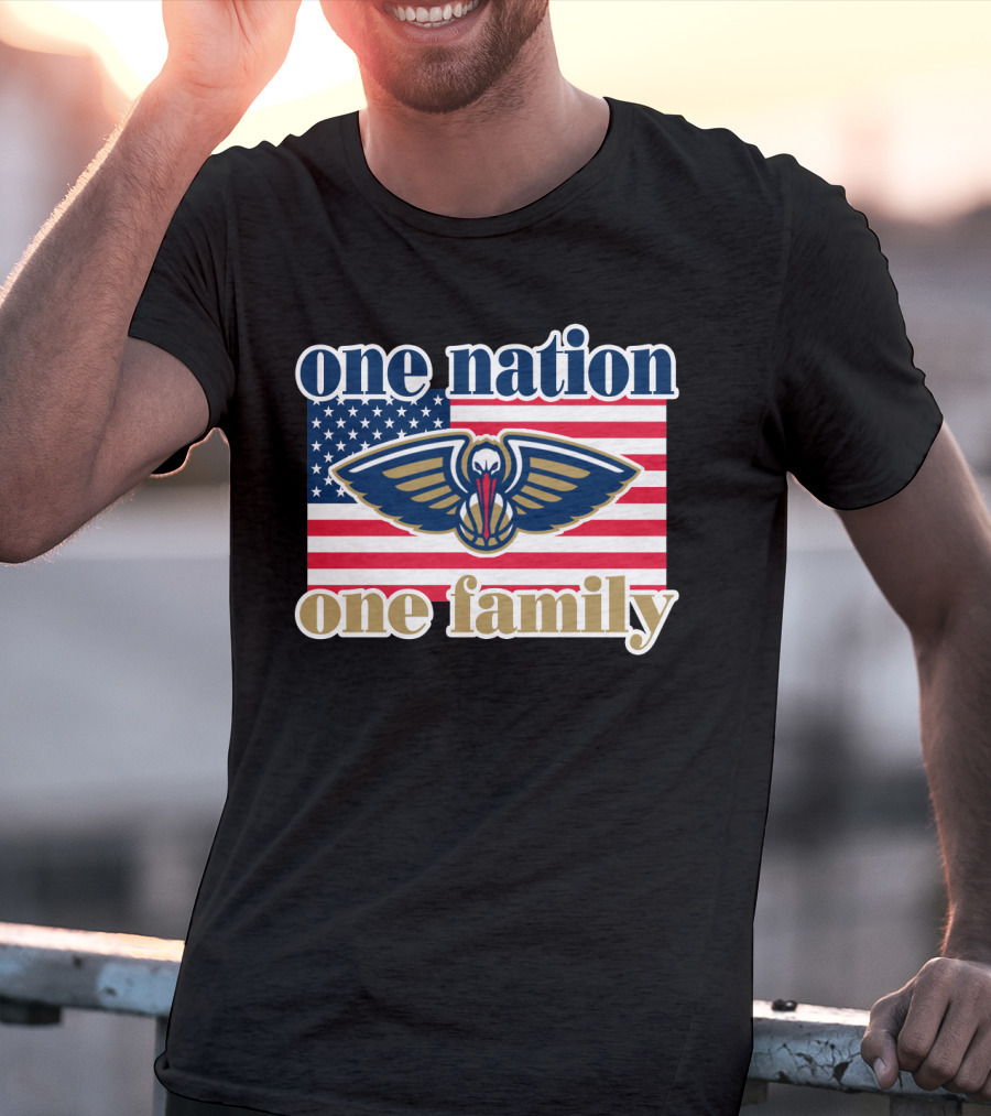 One Nation One Family New Orleans Pelicans American Flag T-Shirt