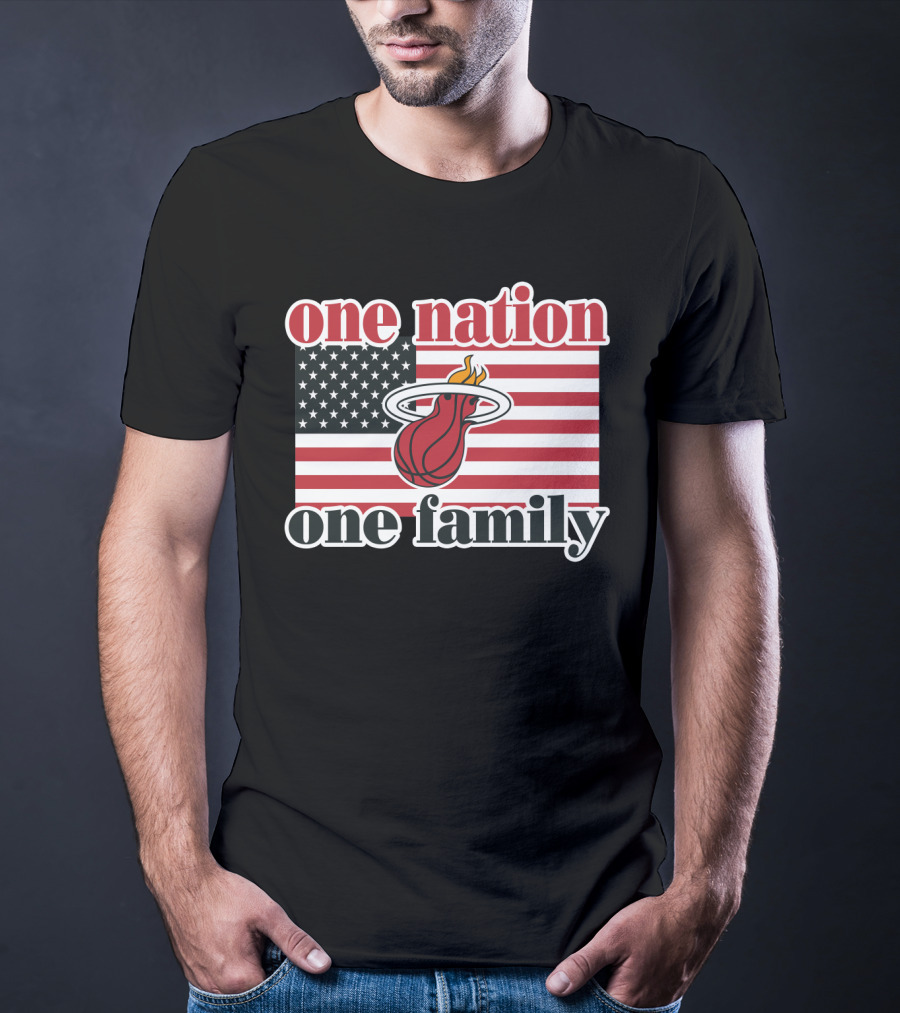 One Nation One Family Miami Heat American Flag T-Shirt