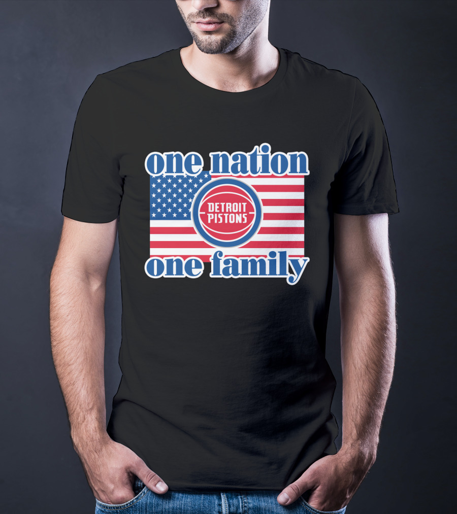 One Nation One Family Detroit Pistons 81 Usa Flag T-Shirt