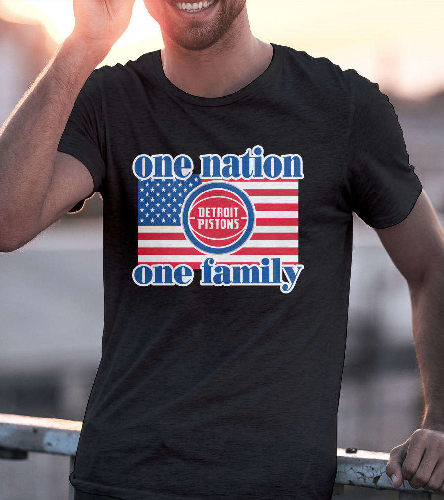 One Nation One Family Detroit Pistons 81 Usa Flag T-Shirt