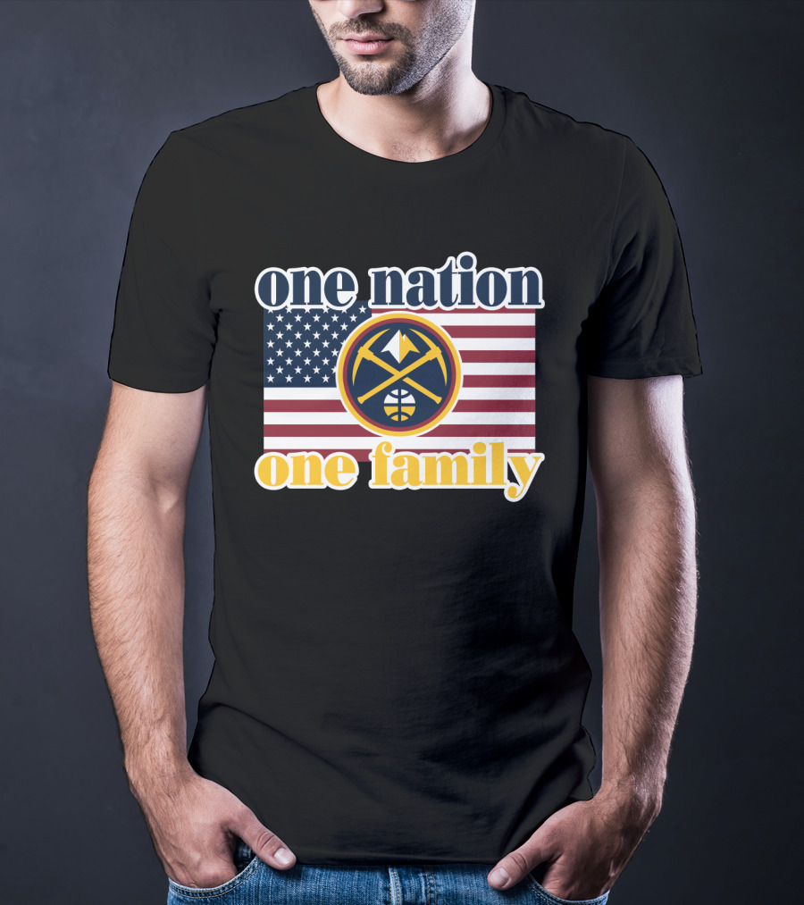 One Nation One Family Denver Nuggets American Flag T-Shirt