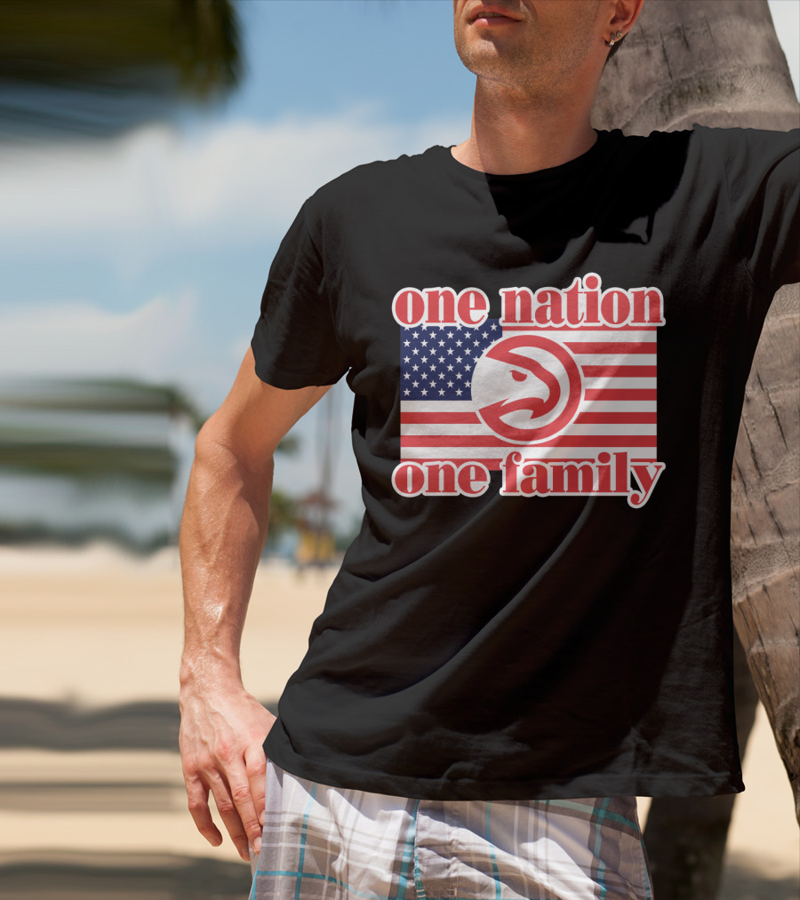 Atlanta Hawks One Nation One Family Usa Flag T-Shirt