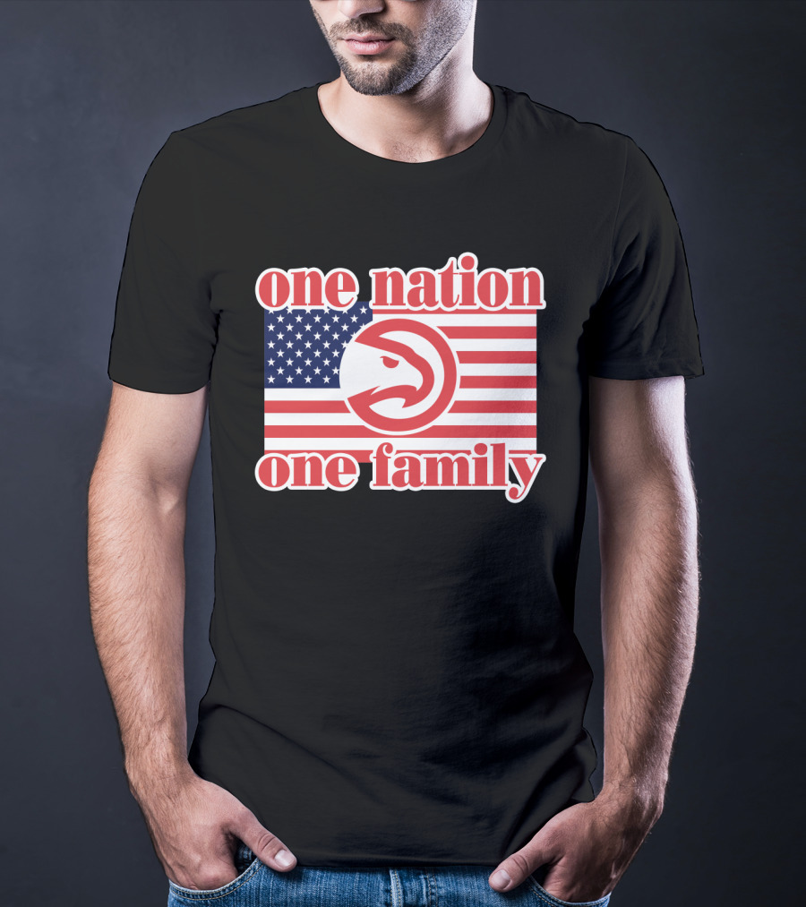 Atlanta Hawks One Nation One Family Usa Flag T-Shirt