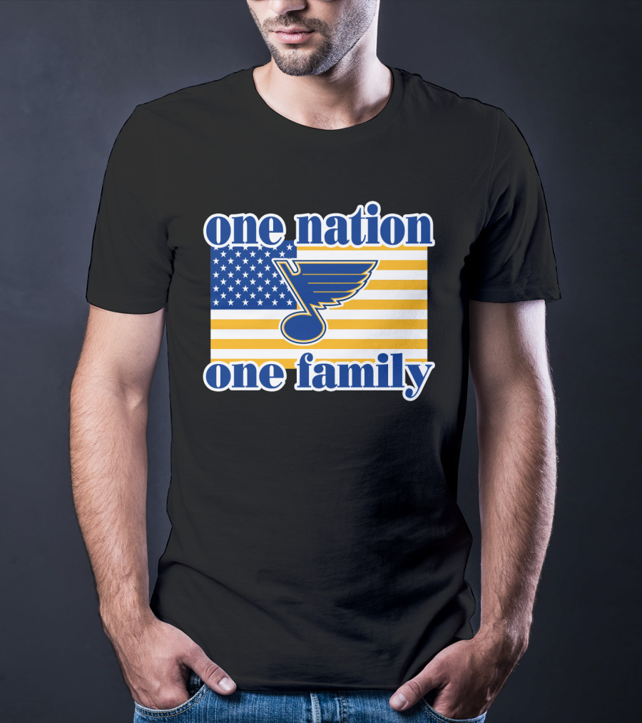 St Louis Blues One Nation One Family American Flag T-Shirt