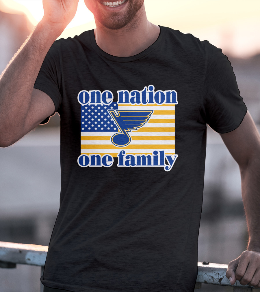 St Louis Blues One Nation One Family American Flag T-Shirt