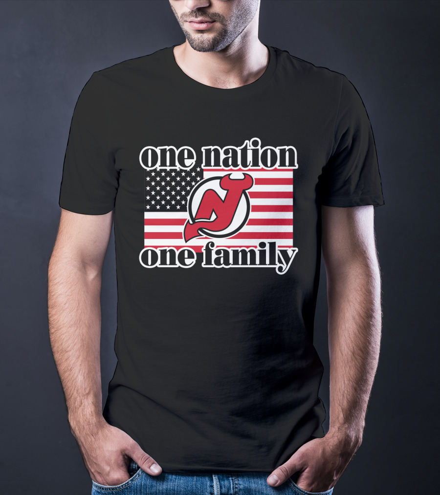 One Nation One Family New Jersey Devils American Flag T-Shirt
