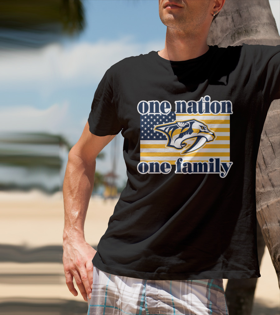 One Nation One Family Nashville Predators American Flag T-Shirt