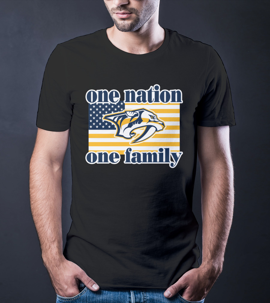 One Nation One Family Nashville Predators American Flag T-Shirt