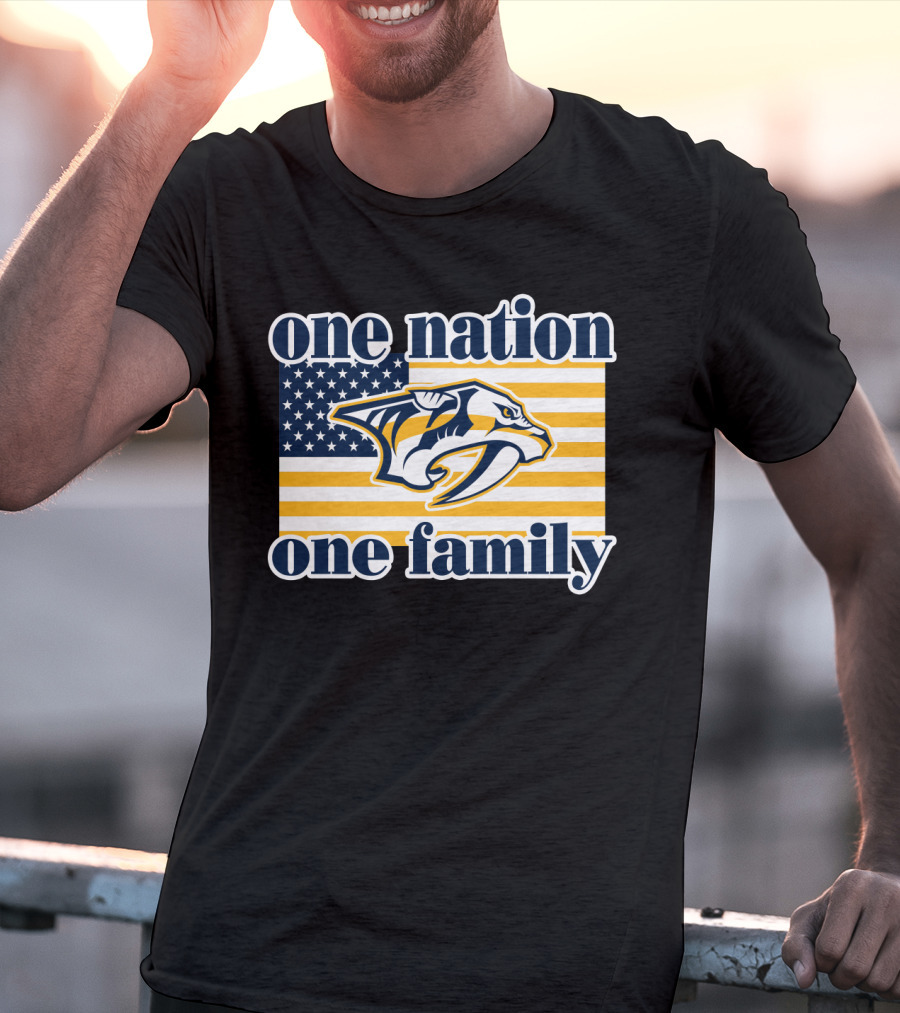 One Nation One Family Nashville Predators American Flag T-Shirt