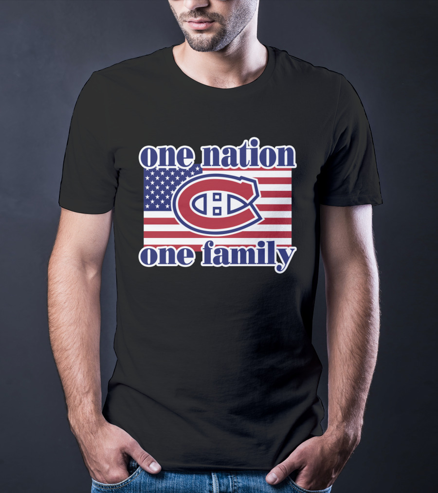 One Nation One Family Montreal Canadiens Usa Flag T-Shirt