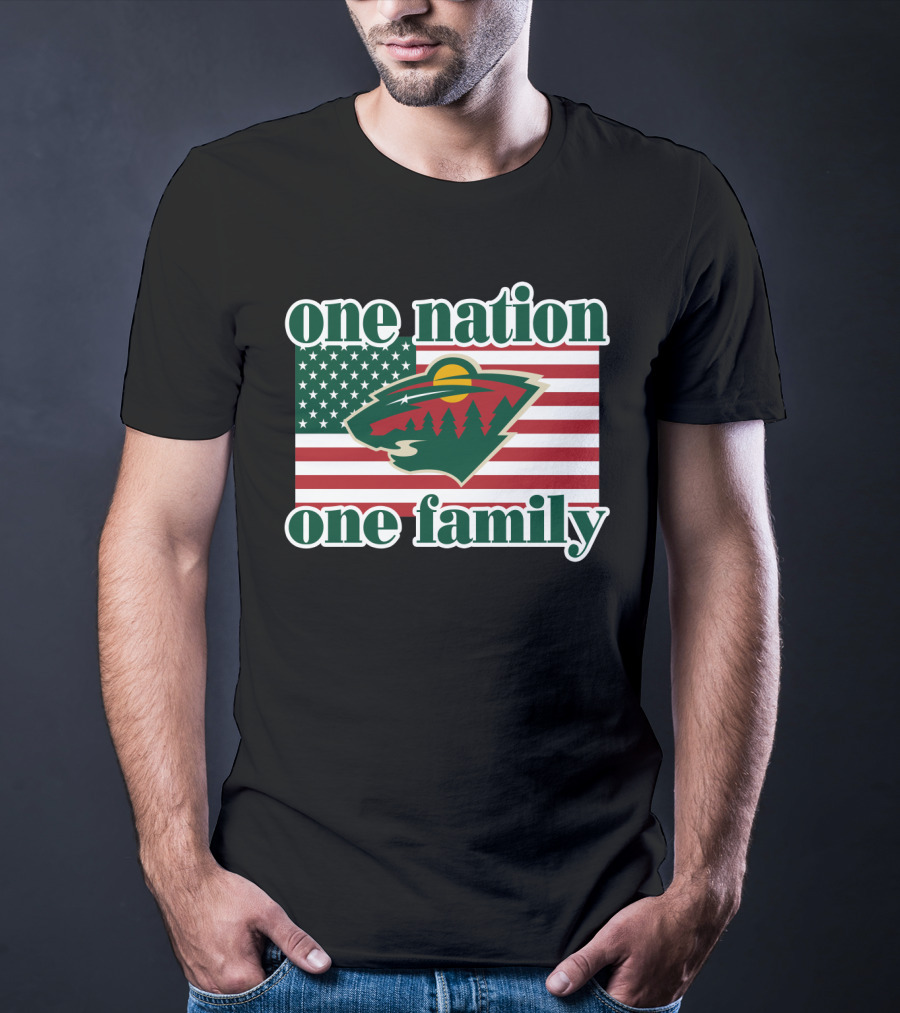 One Nation One Family 102 Minnesota Wild American Flag T-Shirt