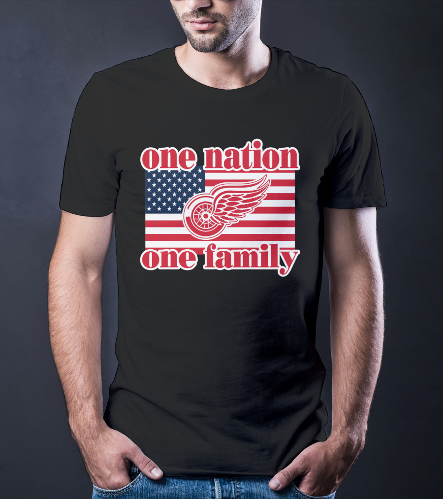 One Nation One Family Detroit Red Wings 105 American Flag T-Shirt