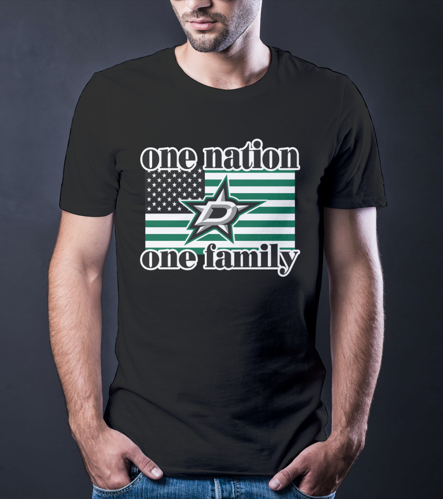One Nation One Family Dallas Stars D Logo American Flag T-Shirt