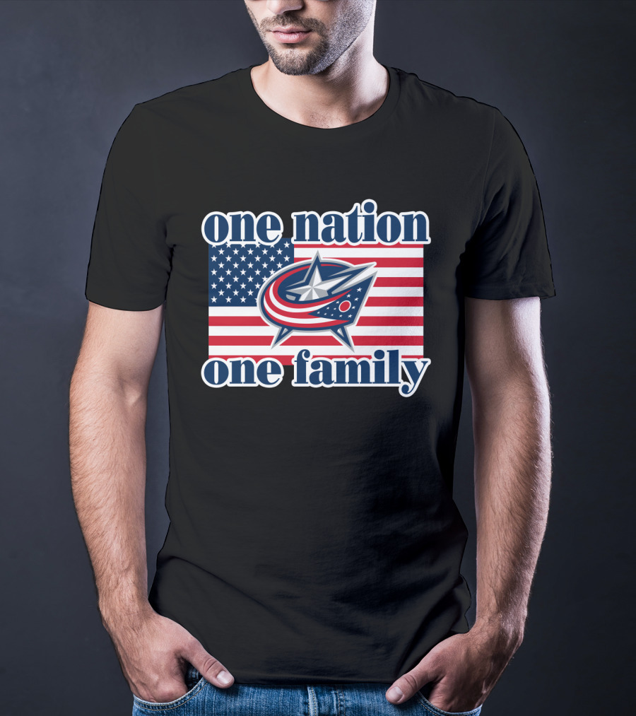 One Nation One Family 107 Columbus Blue Jackets Flag T-Shirt
