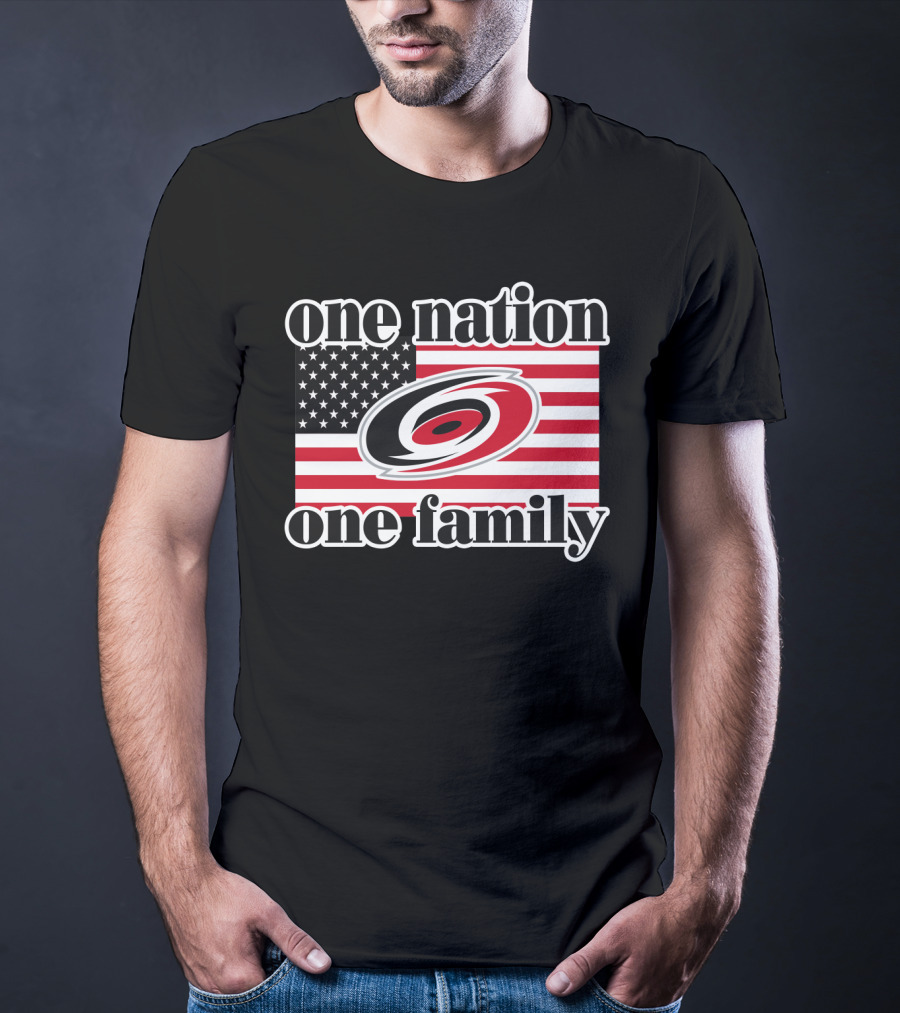 One Nation One Family Carolina Hurricanes Usa Flag T-Shirt