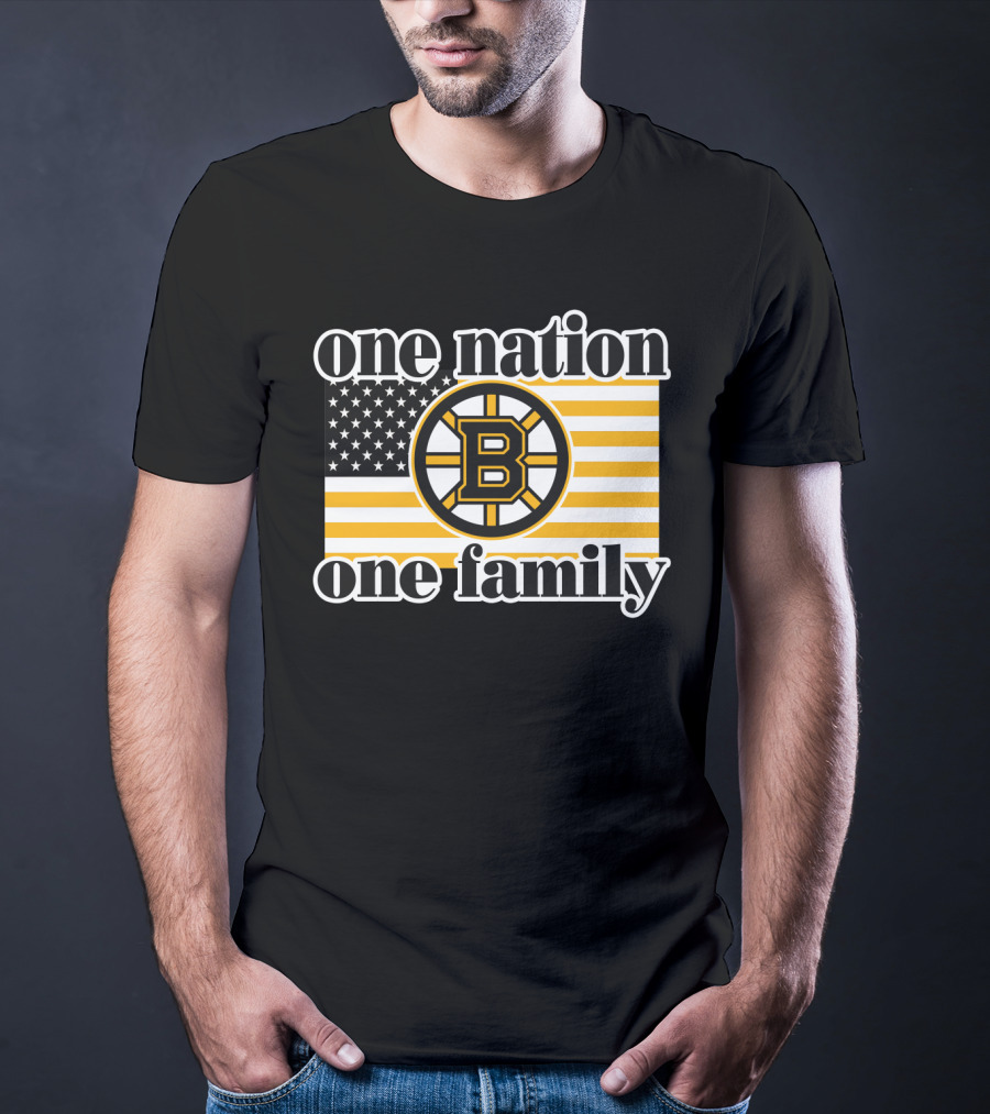 Boston Bruins One Nation One Family Flag T-Shirt