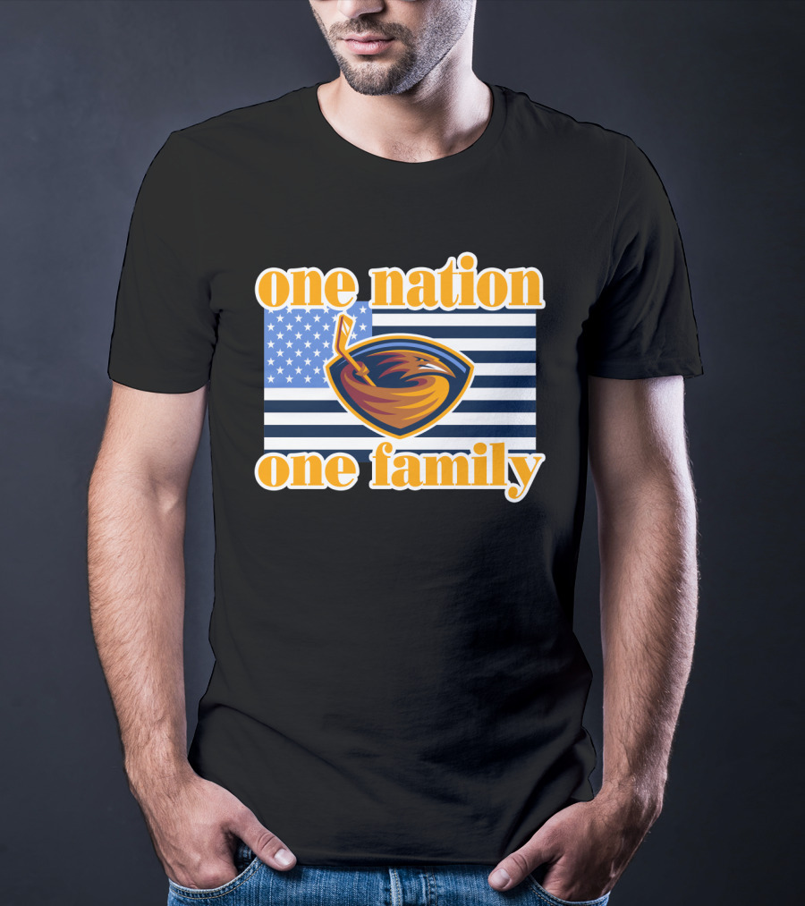 One Nation One Family Atlanta Thrashers Logo American Flag T-Shirt
