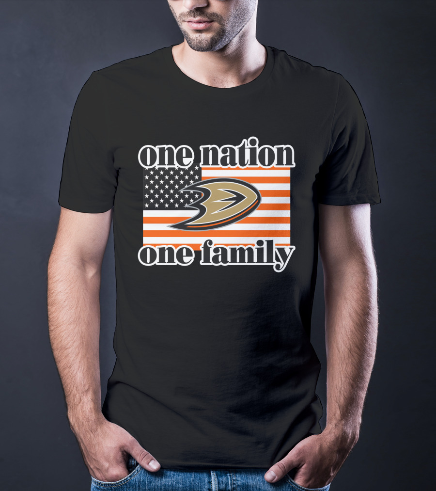 One Nation One Family Anaheim Ducks American Flag T-Shirt
