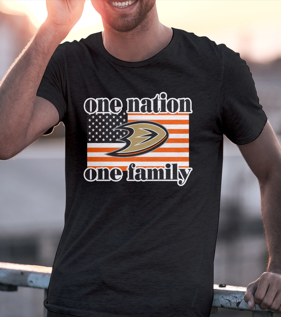One Nation One Family Anaheim Ducks American Flag T-Shirt