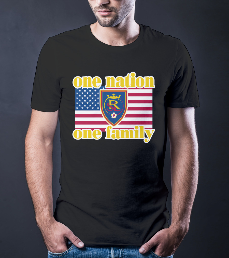 One Nation One Family Real Salt Lake Usa Flag Soccer Crest T-Shirt