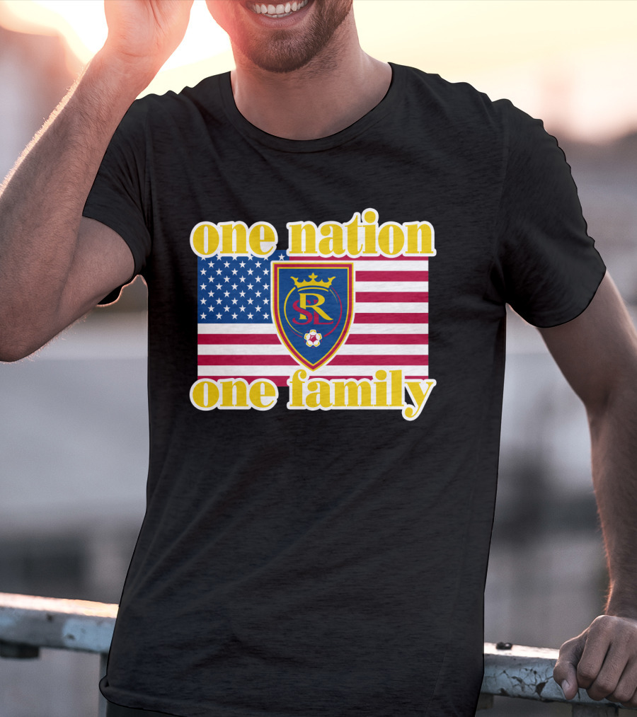 One Nation One Family Real Salt Lake Usa Flag Soccer Crest T-Shirt