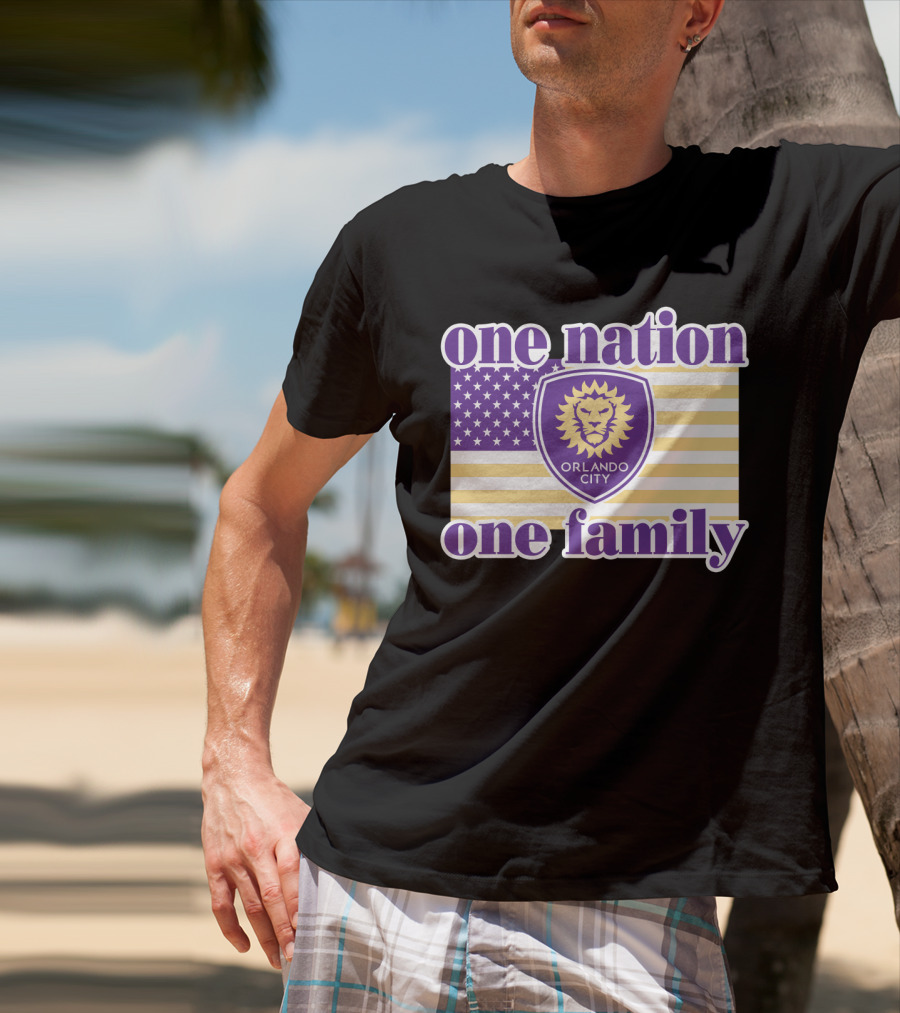 One Nation One Family Orlando City Sc American Flag Lion T-Shirt