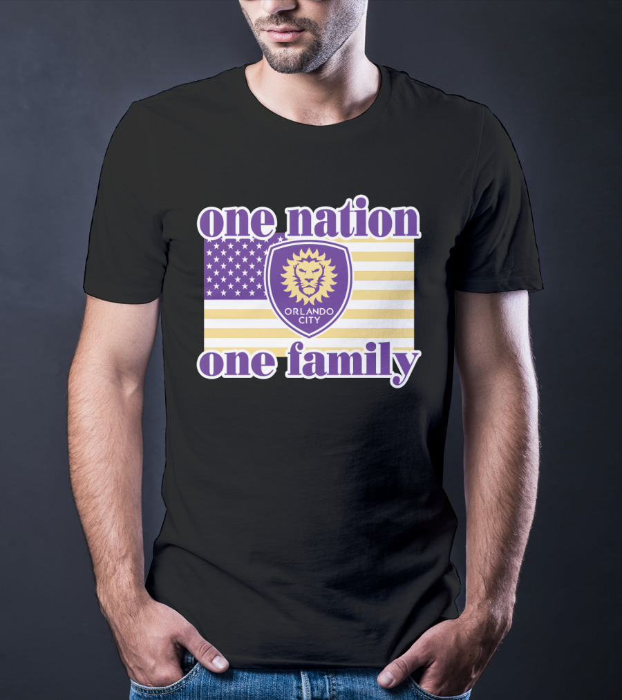 One Nation One Family Orlando City Sc American Flag Lion T-Shirt