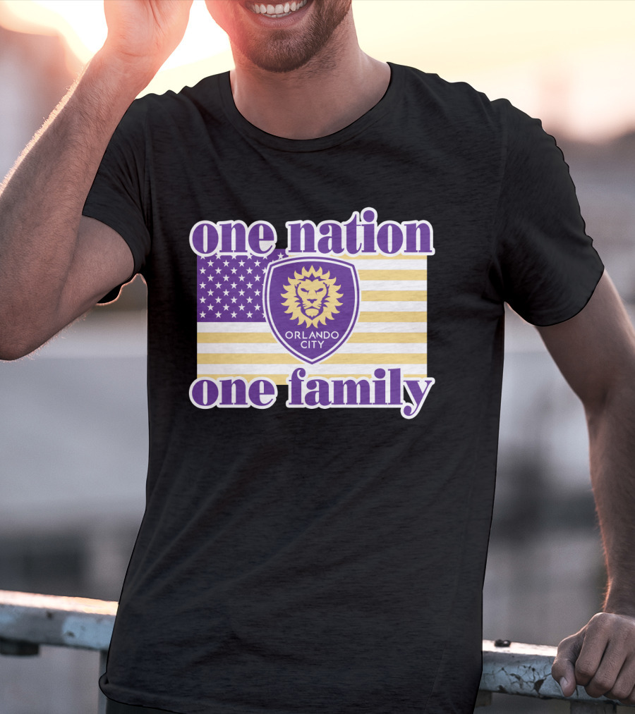 One Nation One Family Orlando City Sc American Flag Lion T-Shirt
