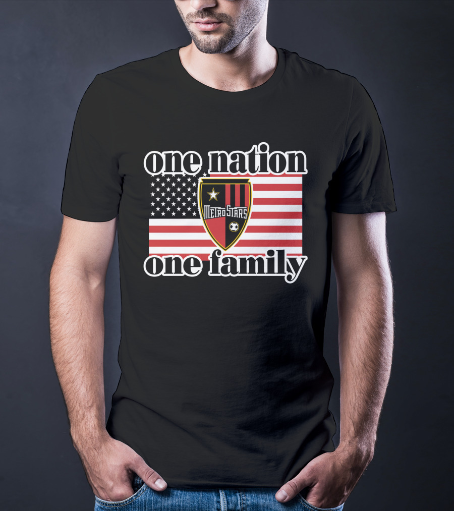 One Nation One Family Metrostars 136 Usa Flag Soccer Shield T-Shirt