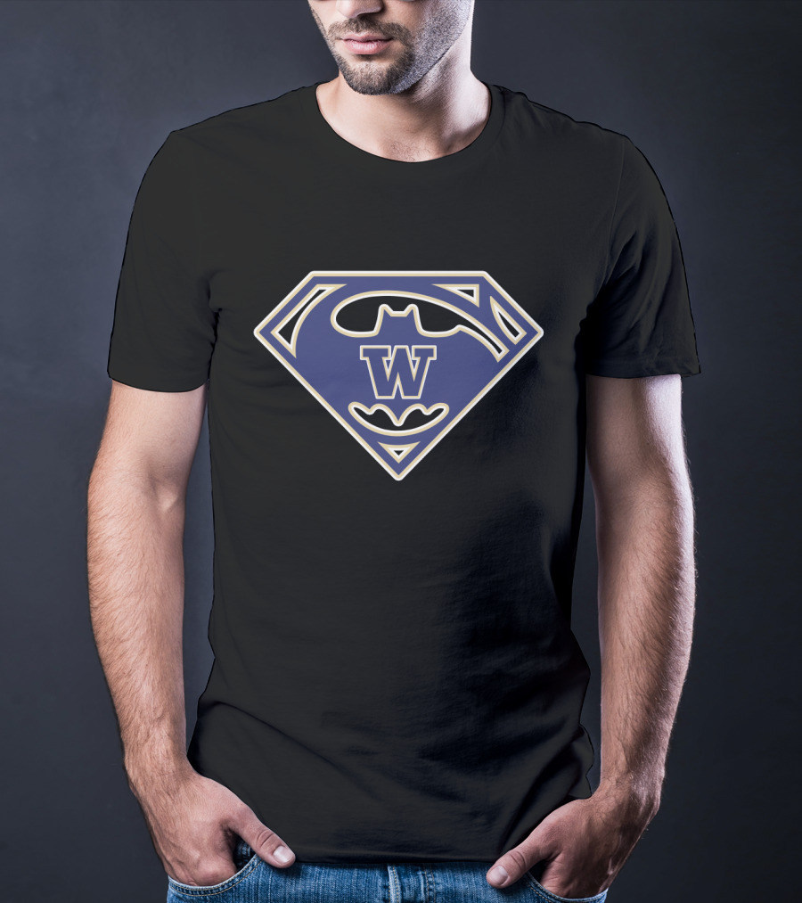 Washington Huskies Batman Superman Iconic Logo Fusion T-Shirt