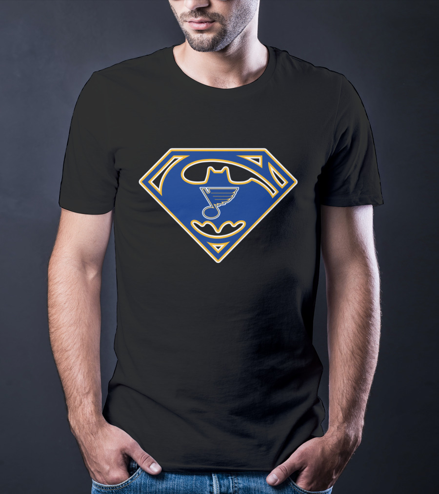 Batman Superman St. Louis Blues Logo Mashup T-Shirt