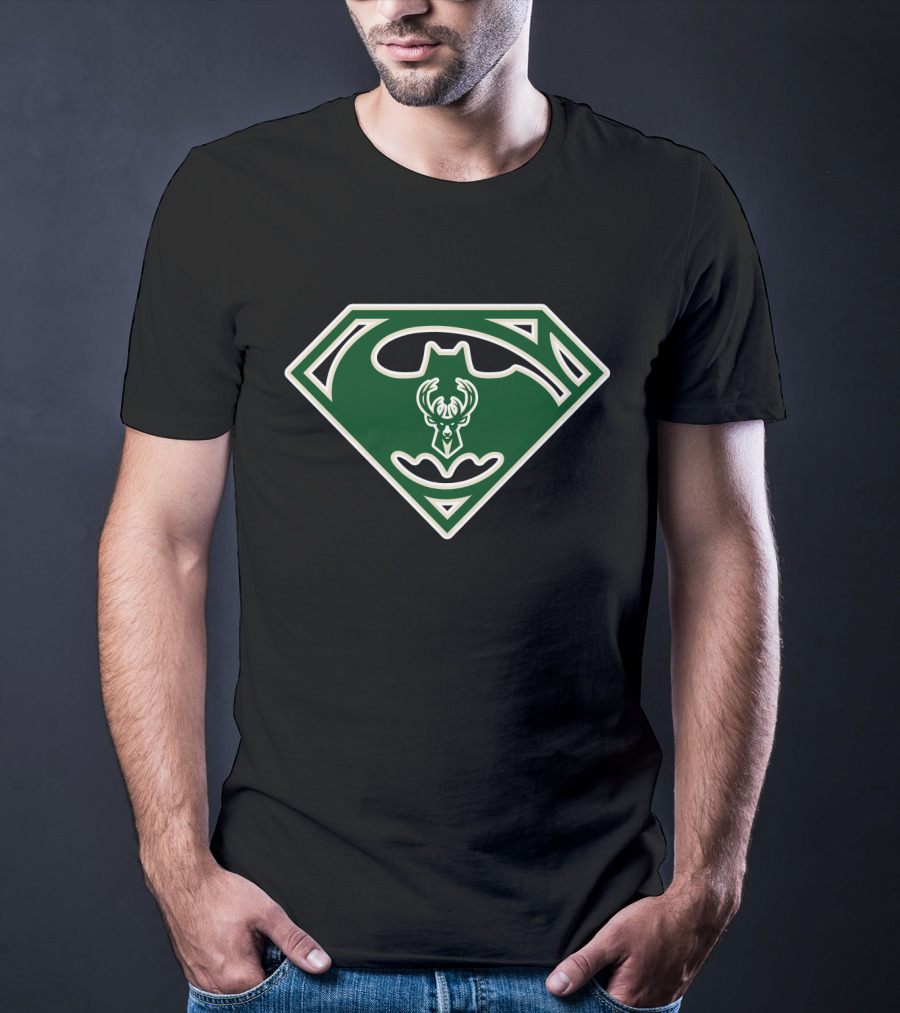 Milwaukee Bucks Batman Superman Logo Fusion T-Shirt