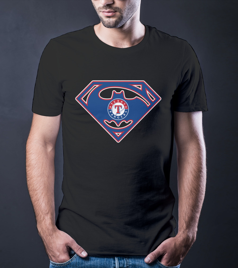 Texas Rangers Superman Batman Logo Fusion T-Shirt