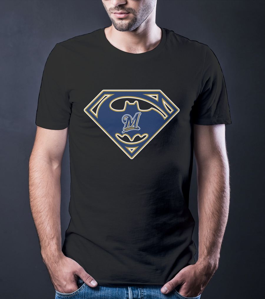 Milwaukee Brewers Batman Superman Logo 204 T-Shirt