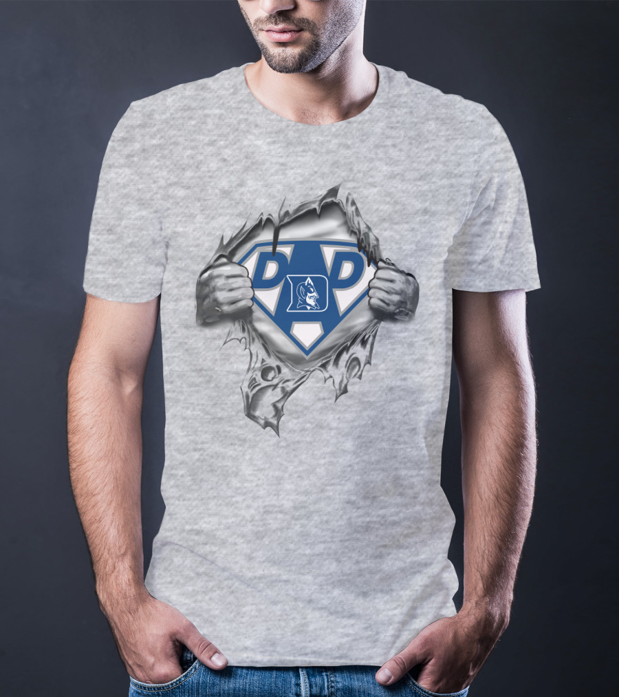 Duke Blue Devils Dad Superhero Logo Peeling T-Shirt