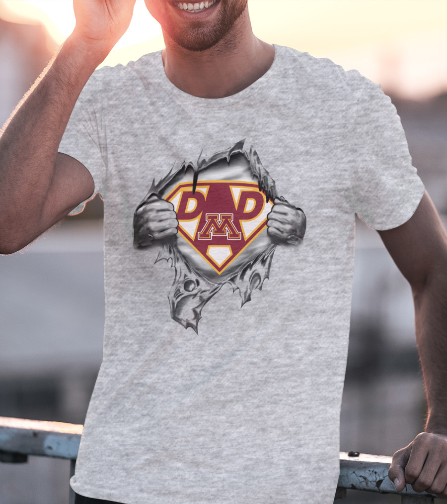 Minnesota Golden Gophers Dad Emblem Superhero Burst T-Shirt