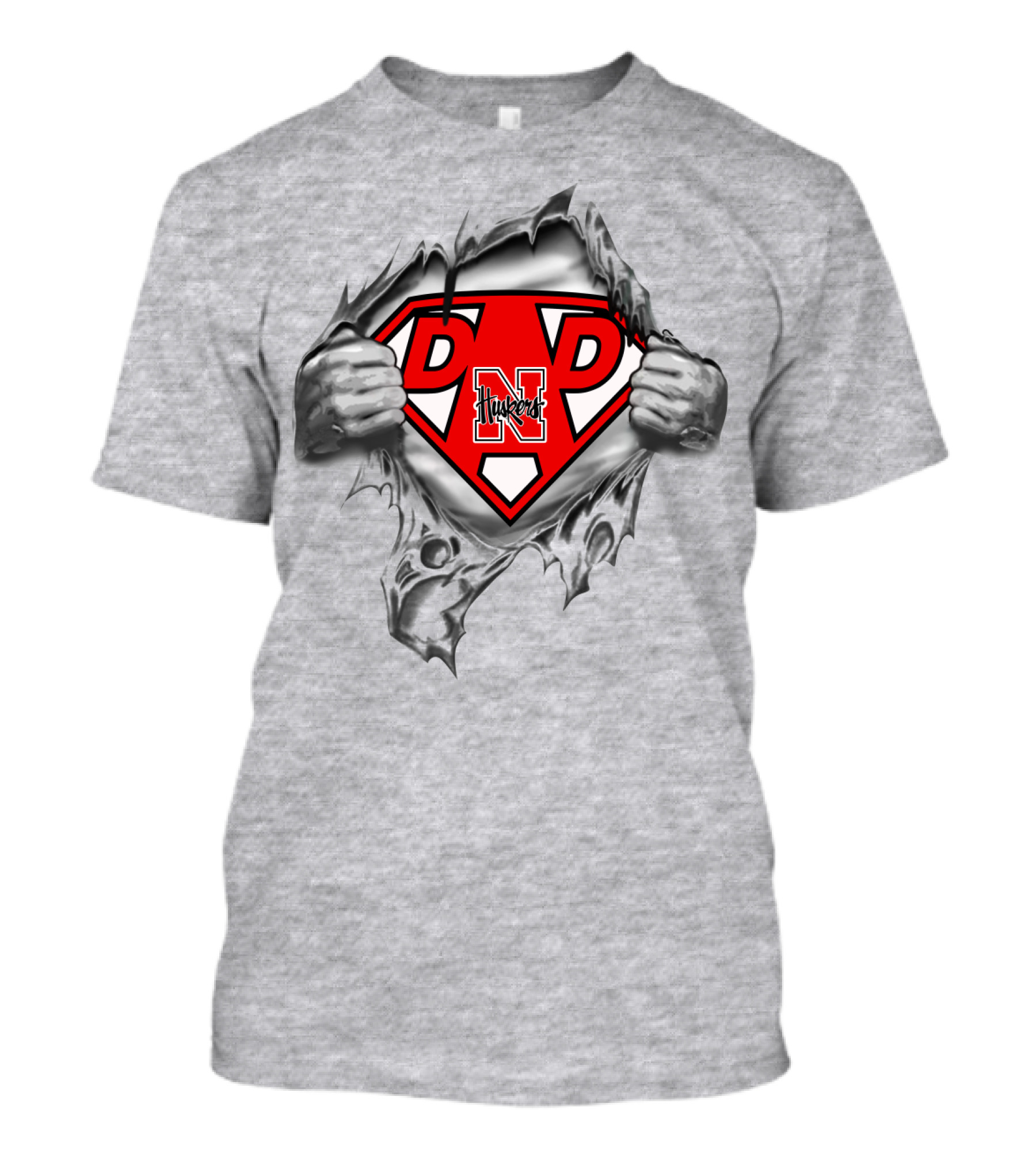 Pnp Huskers Superman Logo Rip With N Symbol And Hands T-Shirt