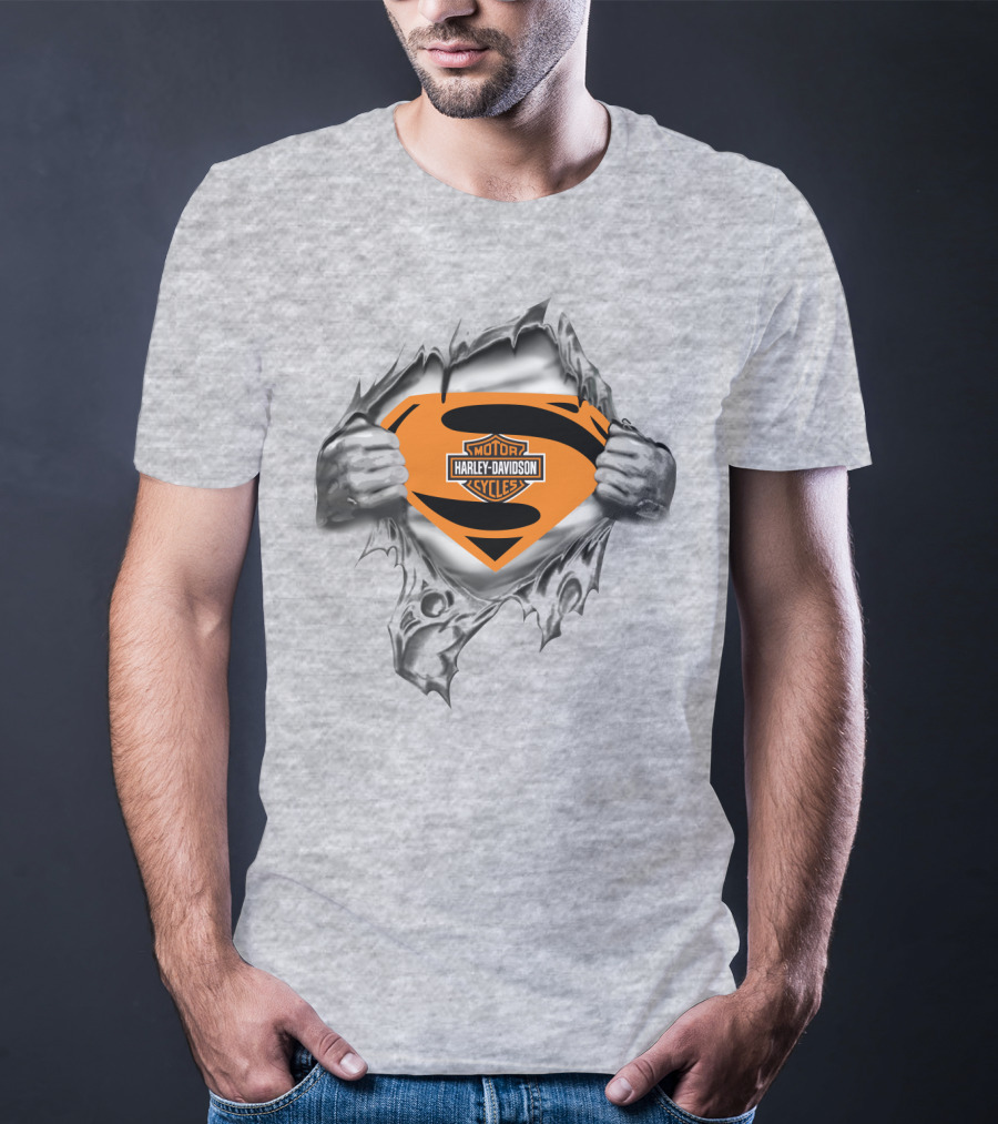 Harley Davidson Superman Logo Rip Motorcycles T-Shirt