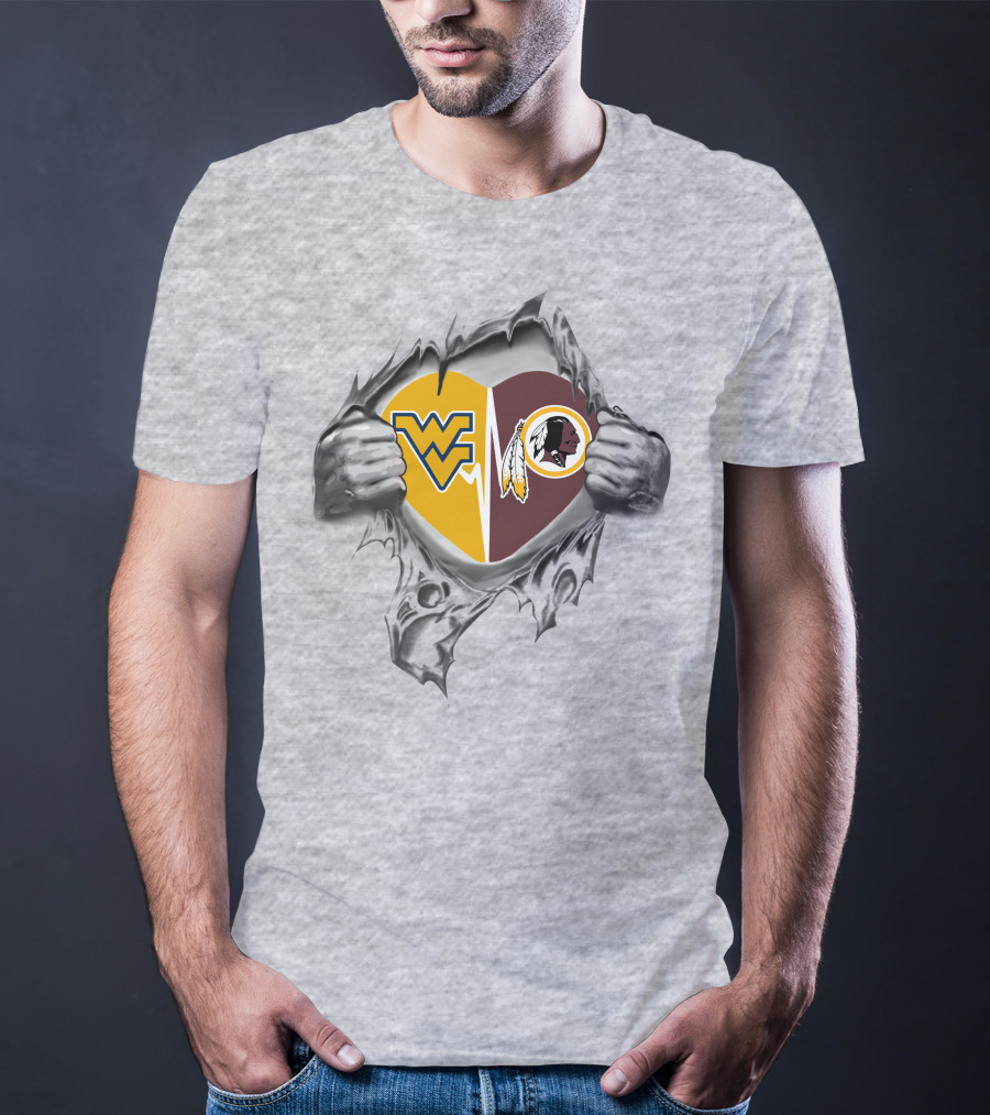 West Virginia Mountaineers Redskins Heart Tear T-Shirt
