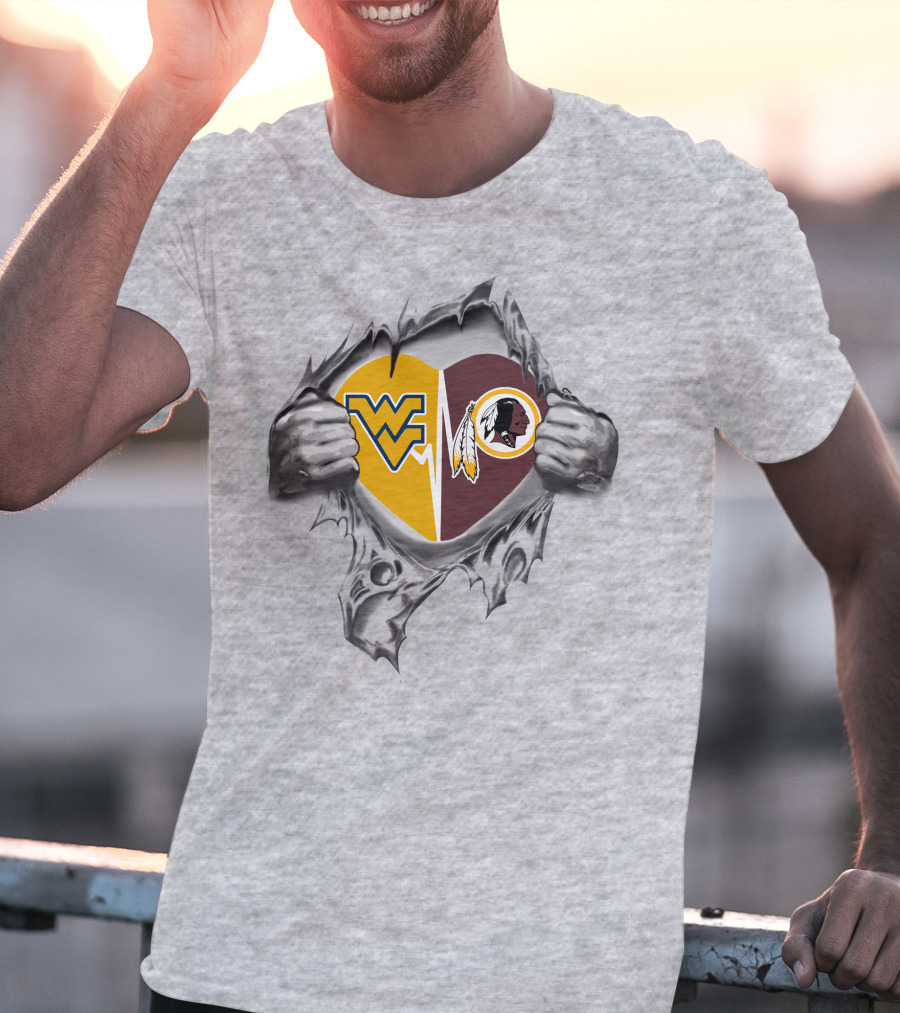 West Virginia Mountaineers Redskins Heart Tear T-Shirt