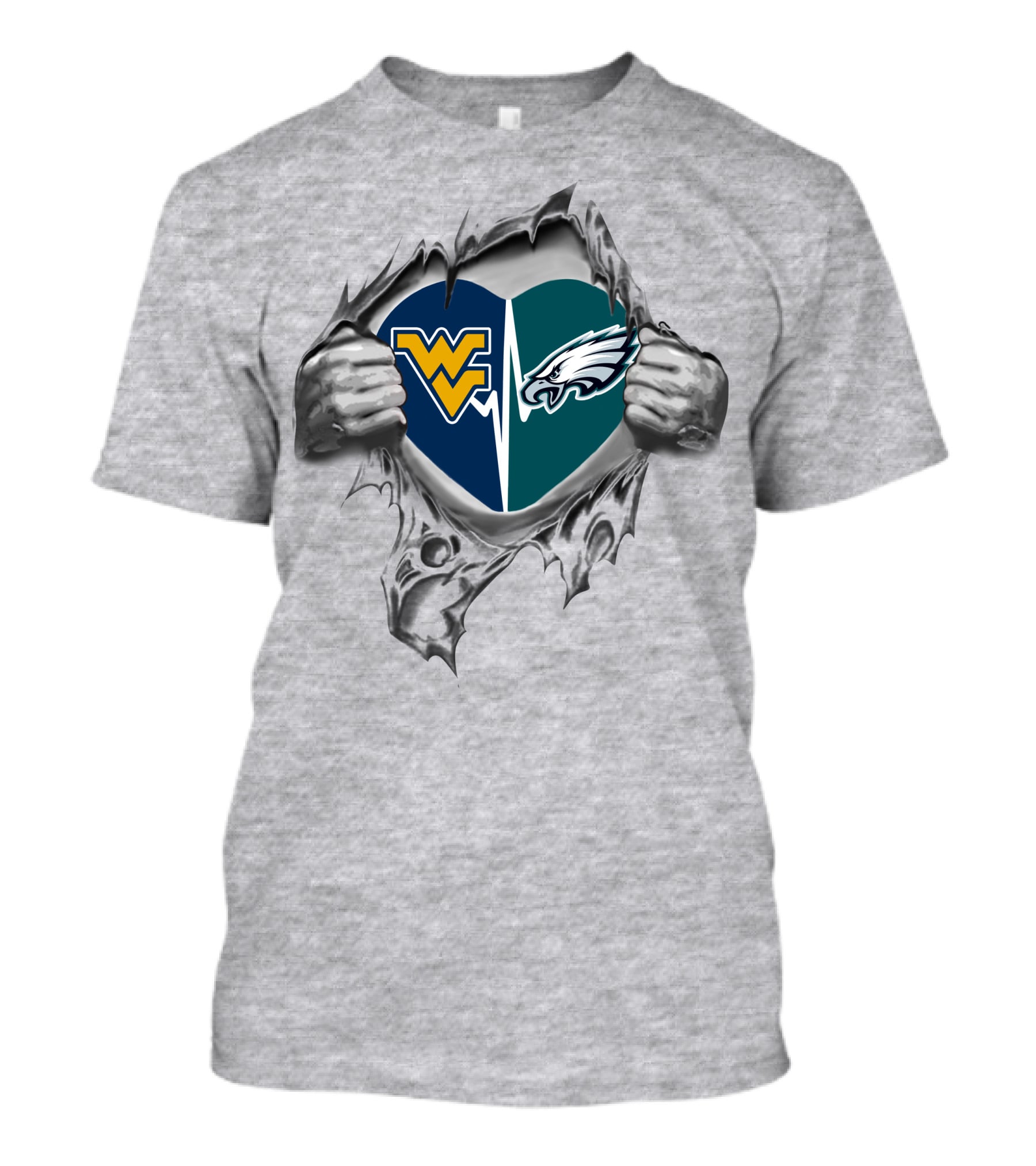 Eagles West Virginia Mountaineers Heart Split T-Shirt