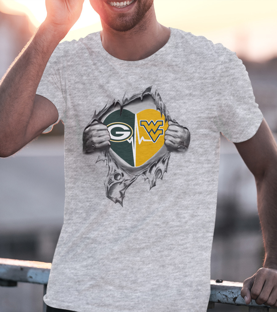Packers West Virginia Mountaineers Heart Logo Passion Combination T-Shirt
